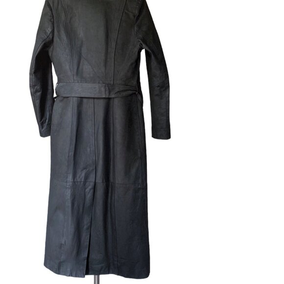 Custom-made in Paris vintage full length black leather trench coat - EU 40 - Picture 10 of 10